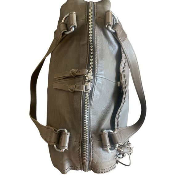 Hobo Intl. Leather Shoulder Bag Soft Slouchy Double Strap & Zip Up Tassel Taupe - Picture 8 of 16